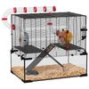 Gerbil Cage Dwarf Hamster Cage, with Deep Glass Bottom, Tunnels, Hut, Exercise Wheel, 60 X 40 X 57cm