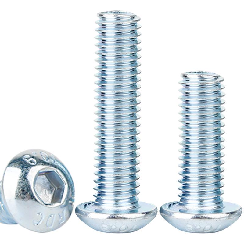 10.9 Grade High-Strength Blue & White Zinc Hex Socket Screws & Round Cup Head Bolts M4 M5 M6