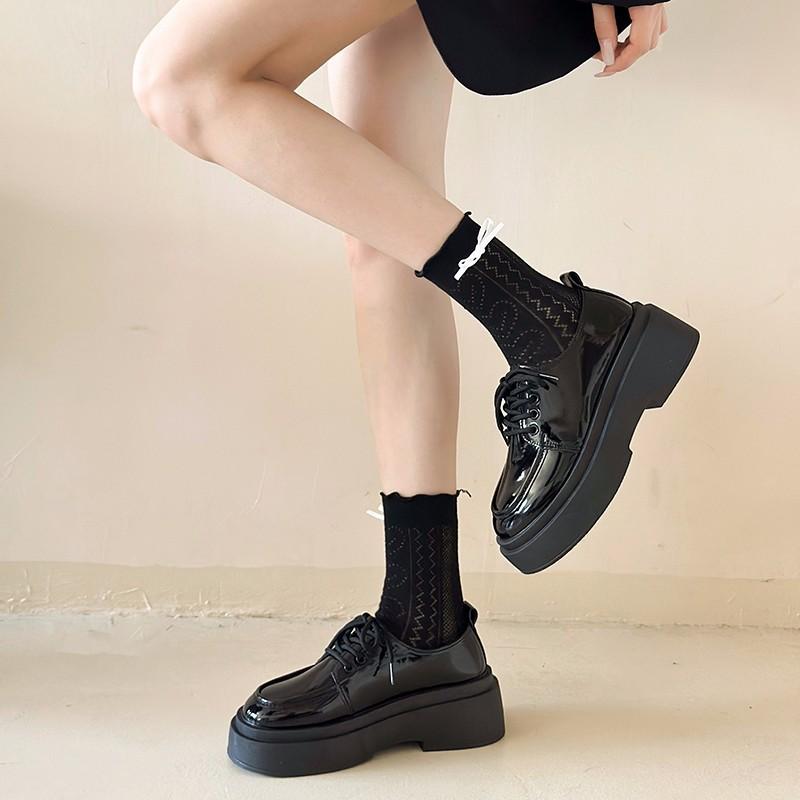 Platform schoenen Britse stijl kleine leren schoenen dames nieuwe herfst damesschoenen Mary Jane jk enkelvoudige schoenen veterschoenen dames