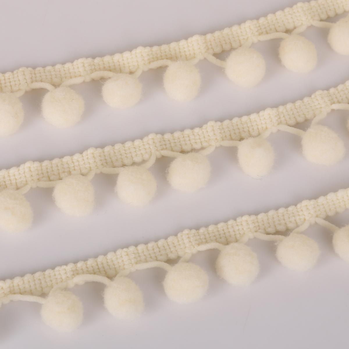 

5 ярдов, шар с помпоном, 10 мм, мини-жемчужный помпон, бахрома, лента для шитья, кружевная ткань, ручная работа, аксессуары для рукоделия «сделай сам» слоновая кость