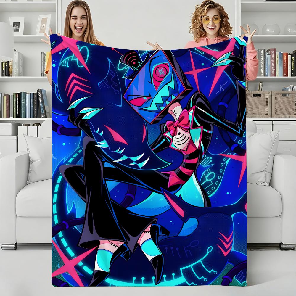 Animation H-HazbinHotel Throw Flannel Blanket Perfect for Sofa Office Bed Travel Sleep Read Relax Camping four season use