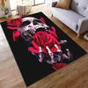 Gothic Skull and Red Roses Print Carpet with Black Background Suitable for use as an anti-slip for living room bedroom sofas