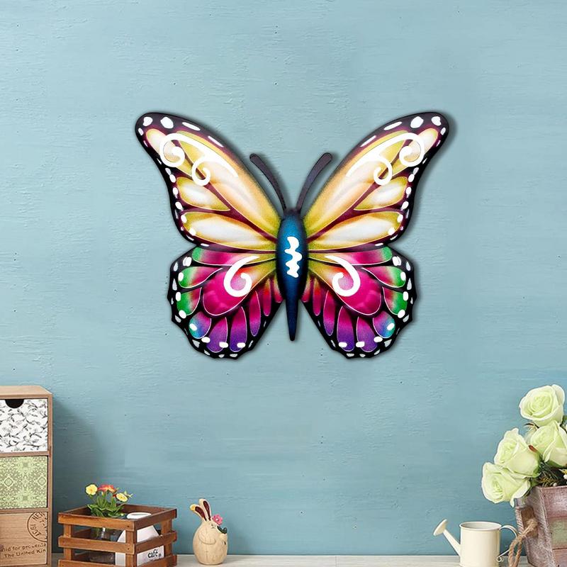 Colourful Wall Art Metal Butterfly Vintage Hand Painted Animal Sculpture For Indoor Outdoor Home Courtyard Garden Decor Ornament