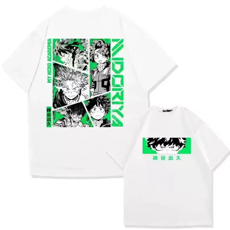 2026 New Casual 100 Cotton My Hero Academia Midoriya Izuku Printed Unisexs and Womens Loose Summer casual and comfortable