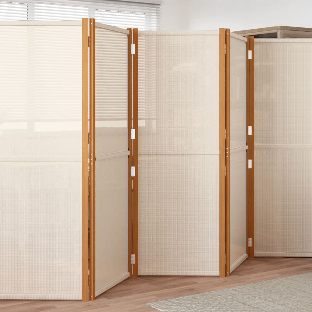 5 Piece Room Divider Cream White 350 X 180 Cm