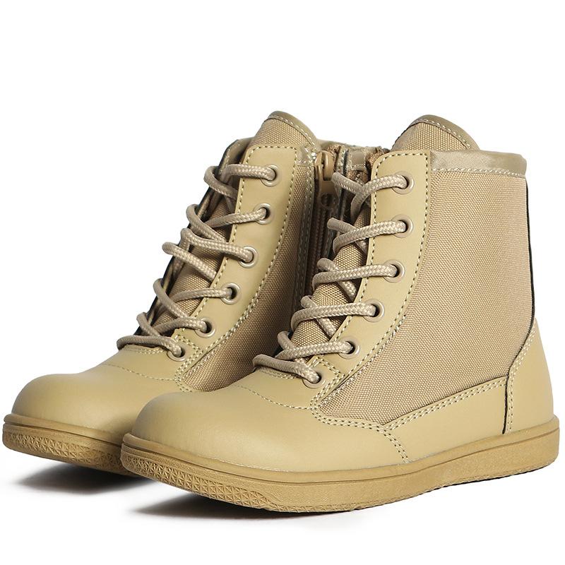 Fashion Children Tactical Military Boots Kid Sneakers Outdoor Hiking Climbing Shoes 27-40 Size Ultra Light Leather Canvas Training Boots