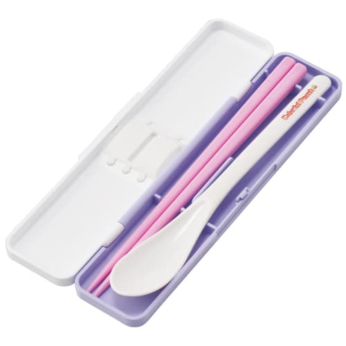 Skater Chopstick Spoon Combination Set 18cm Antibacterial Treated Lunch Box for Adults Comes with Silicone Cushion and Doesn't Make a Sound Made in Ja