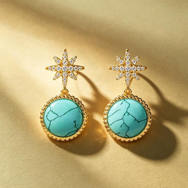 APM Monaco Six-pointed star design earrings for women, lake blue YE16660XTU