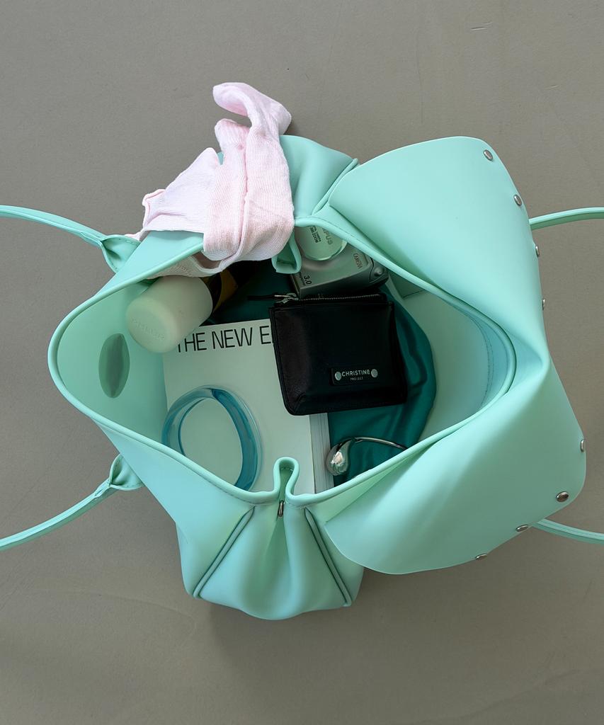 Christine Project [Free Sunglasses Bag Charm] Stud Jelly Shoulder Bag (Mint)
