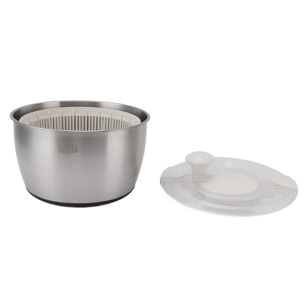 Stainless Steel PP Salad Spinner Large Capacity Lettuce Spinner Convenient Fruit Washer Meal Prep