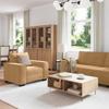 3 Piece Sofa Set with Cushions Brown Velvet