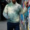 Men's Retro Corduroy Long Sleeve Printed Button-Front Top with Collar and Pocket Casual Shirt