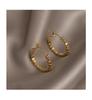 Gold Color Square Beaded Hoop Earings Exquisite Hollow Round Earrings For Women Party Wedding Geometric Ear Jewelry Gifts