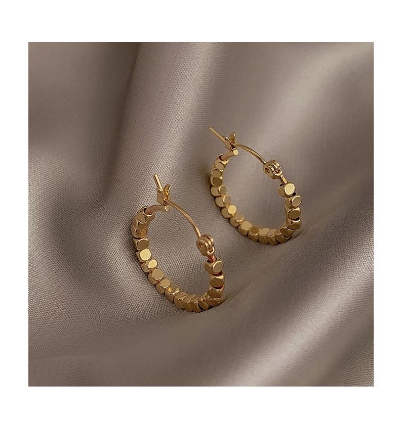 Gold Color Square Beaded Hoop Earings Exquisite Hollow Round Earrings For Women Party Wedding Geometric Ear Jewelry Gifts