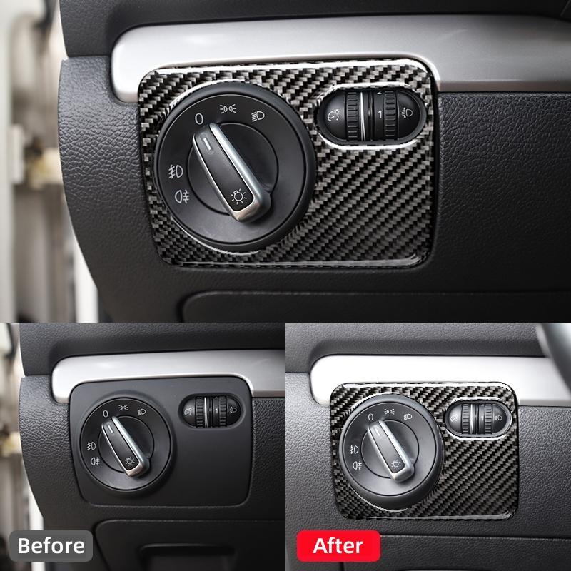 Für Volkswagen Golf 6 Gti R MK6 2008-2012 Kohlefaser Interieur Auto Scheinwerferschalter Blende Zieraufkleber Autozubehör