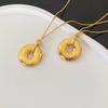 Gold-Plated Hundred Blessings Pendant Necklace - Lucky Bead & Safety Buckle Retro Chinese Style