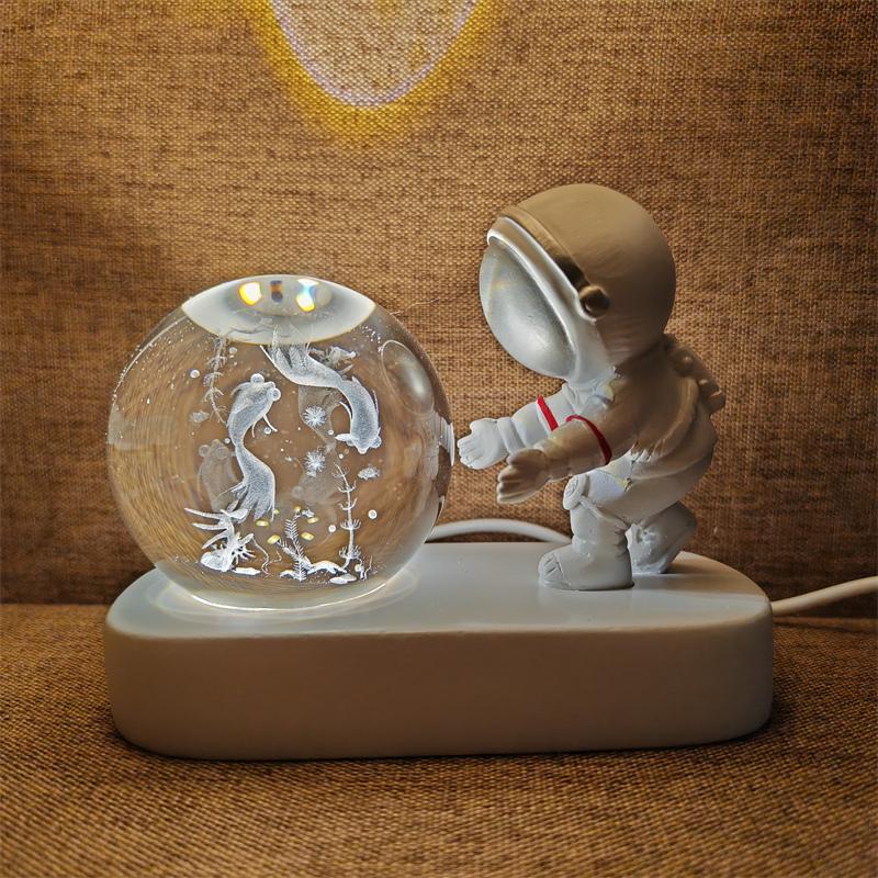Astronaut Creativ 3D Minge de Cristal Led Lumină de noapte pentru Dormitor Copii Planetă Spațiu Lampă Sistem Solar USB Cadou de Crăciun pentru copii