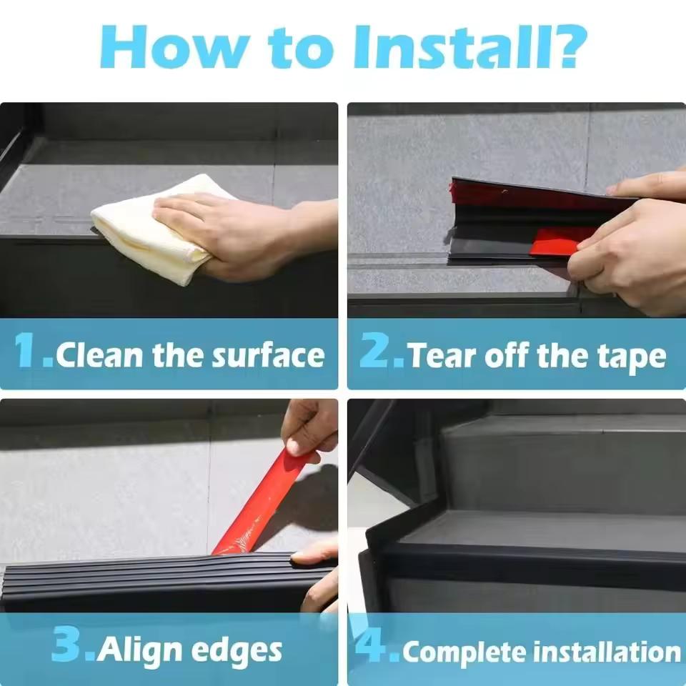 1PC 1mx9.8cm L-shape Stair Edge Protector Step Anti-skid Tape PVC Wrapped Corner Pressure Edge Strip for Indoor&Outdoor