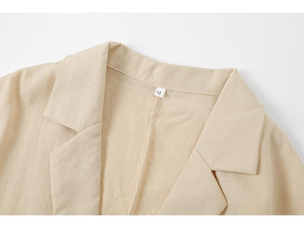 2025 Women's Autumn Cotton Linen Suit: Jacket & Pants Set - Casual, Loose Fit with Pockets