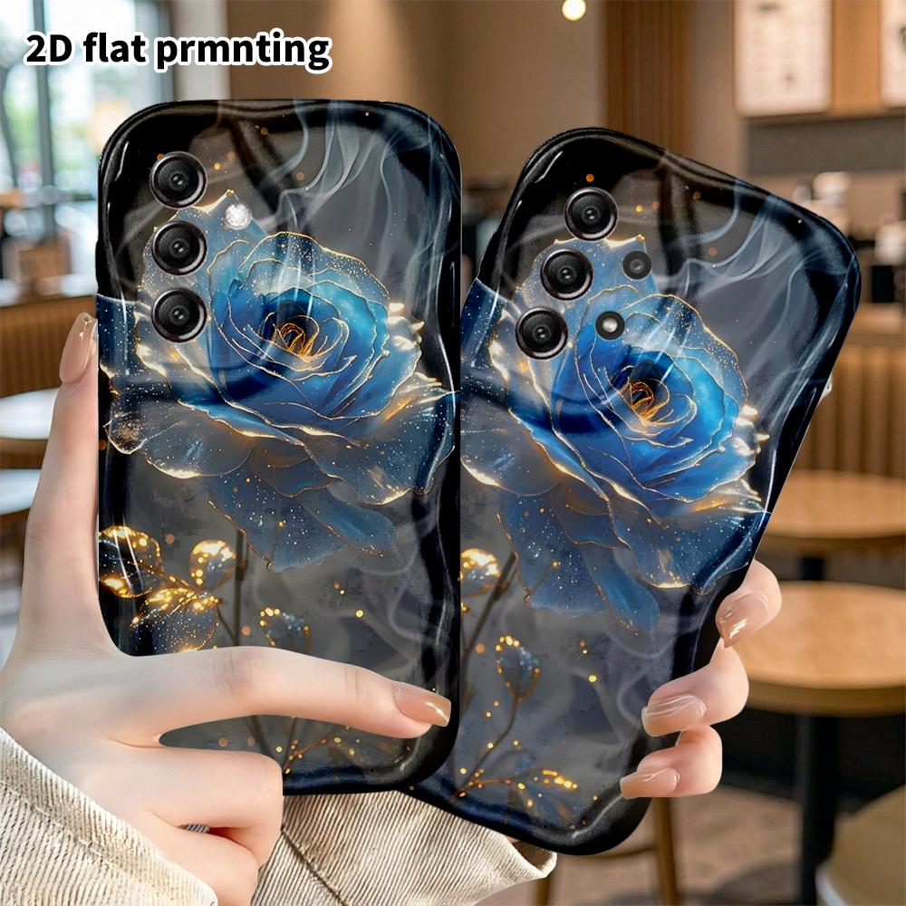 Phone case: 2D flat Samsung Galaxy A34 A35 S20 S22 S21 FE Plus Ultra protective case, ice blue rose, Christmas and Halloween gift