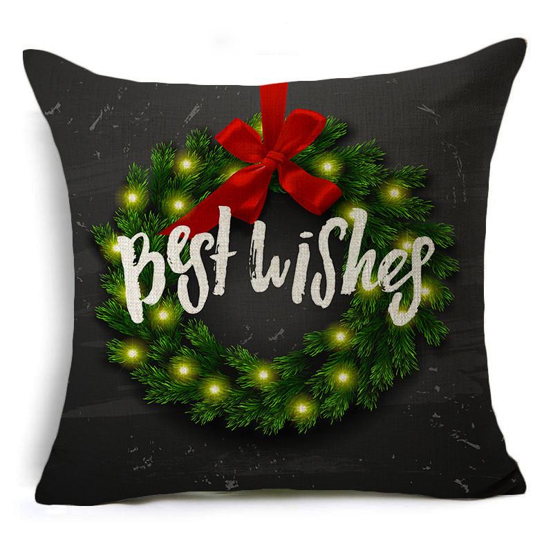 New Year Christmas Gift Elk Letter Sofa Cushion Linen Pillow Car Pillow Cover Premium Durable Quality Useful Practical