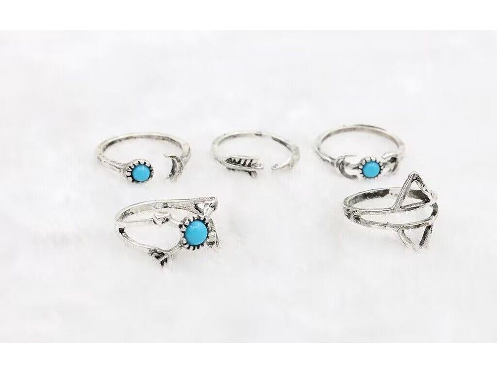 

Бирюзовый Луна и Стрела Слоник Кольцо на Фалангу Набор - 6 Штук