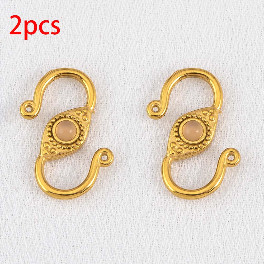 2pcs 6pcs Stainless Steel Natural Stone S Shape Hook Clasps Connectors Jewelry Makings Findings DIY Eye Clasp Jewelry Components