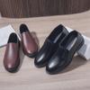 Men's Trendy Korean-Style Black Leather Formal Shoes – Breathable, Round-Toe Design for Casual and Business Wear.