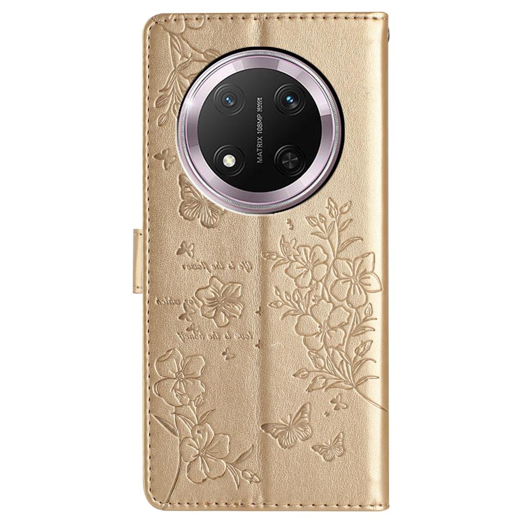 Per Honor Magic7 Lite 5G/X9c 5G/X60 Pro 5G Custodia a Portafoglio per Telefono in Pelle con Patta con Stampa Floreale a Farfalla