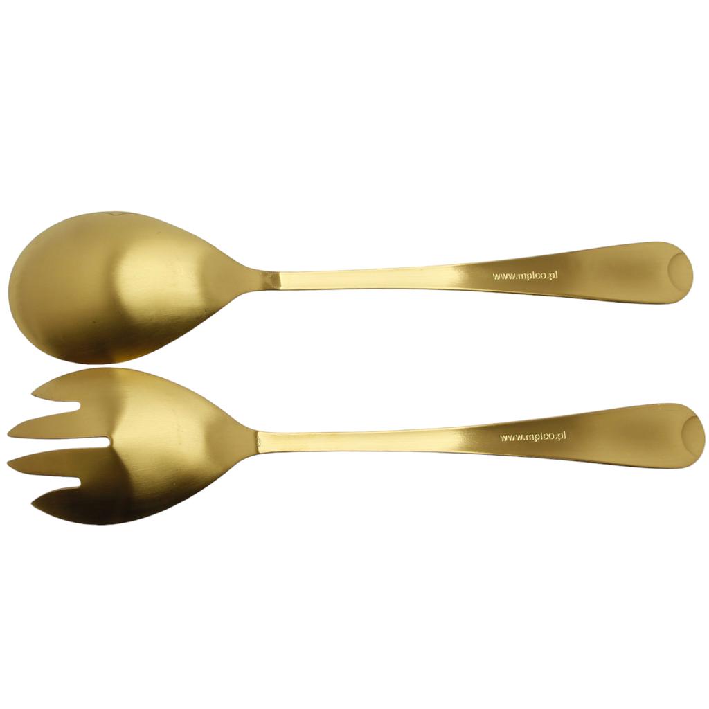 Spoon Long Cutlery For Salad Fork Spoon Set 2 Pieces Gold