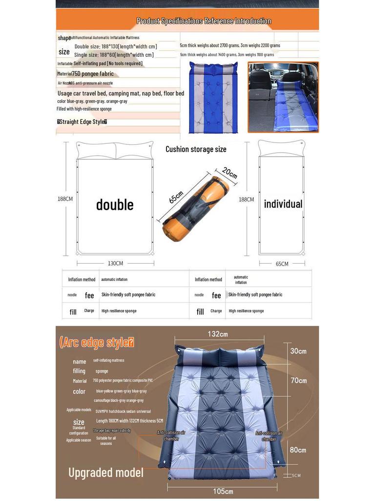 Automated Inflatable Car Mattress for SUV Trunks and Rear Seats