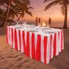 Elastic Red and White Striped Table Skirt Set Waterproof Table Cover  Carnival Party