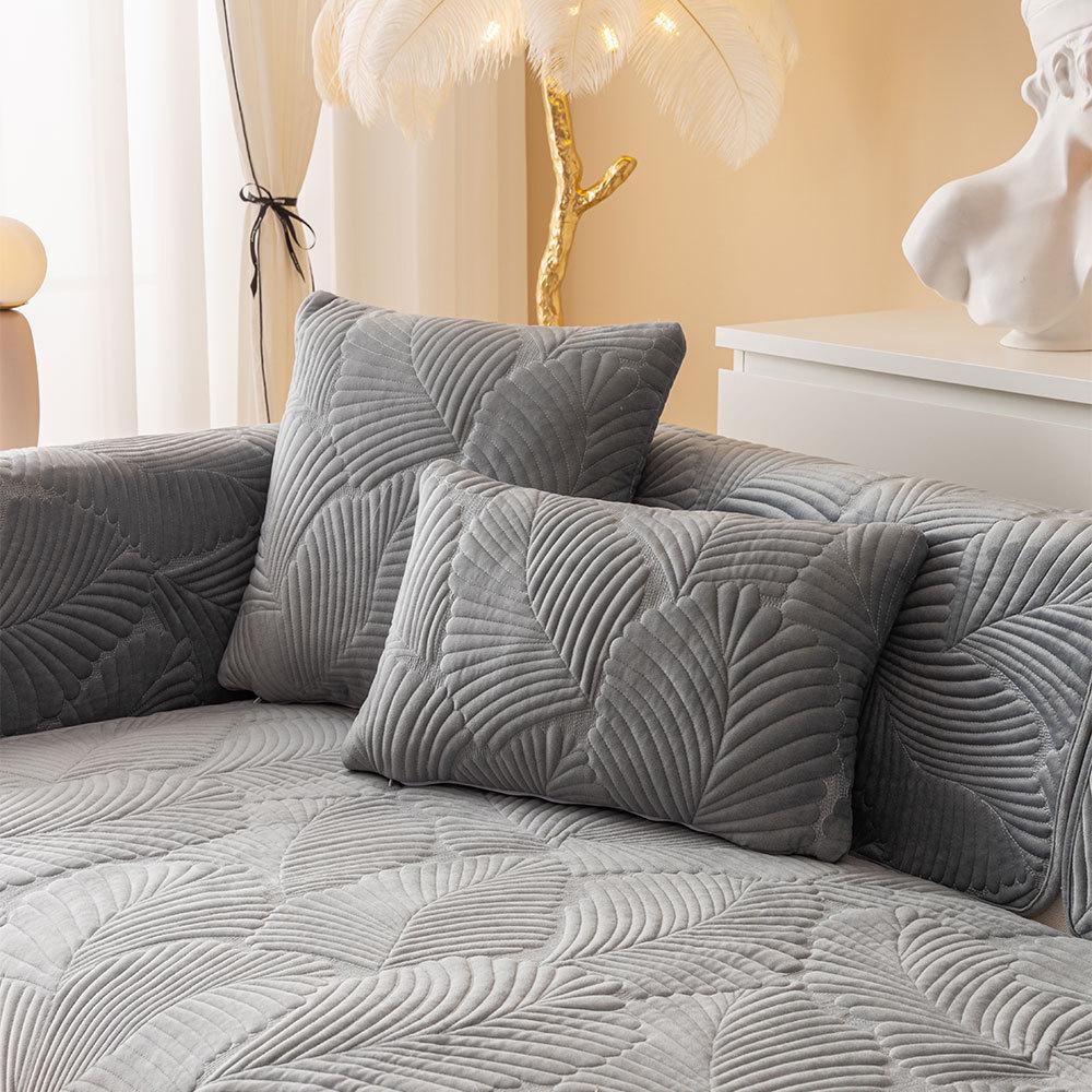 Autumn/Winter Super Soft Plush Banana Leaf Sofa Cushion: Modern Minimalist Solid Color Double Seat Cushion