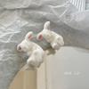 Elegant Plush Rabbit Stud Earrings with S925 Silver Needle - Cute, Niche Design for Autumn/Winter