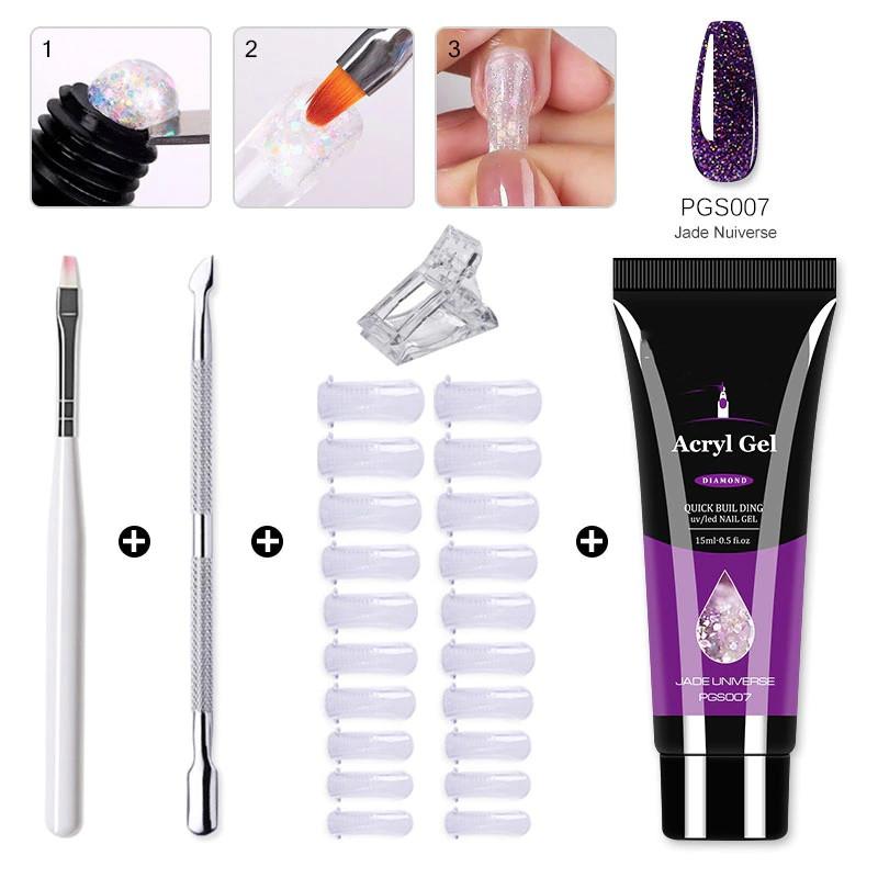 Poly-Nagel-Gel-Set, alles für die schnelle Verlängerung, Nagelmaniküre-Set, Gel-Nagelhautschieber, Fingerverlängerungsform, Nagel-Werkzeug-Set