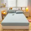 Soft Cotton Fitted Bed Sheet with Elastic Band Solid Color Mattress Cover for Single Double King Queen Bed 140/150/160/180/200