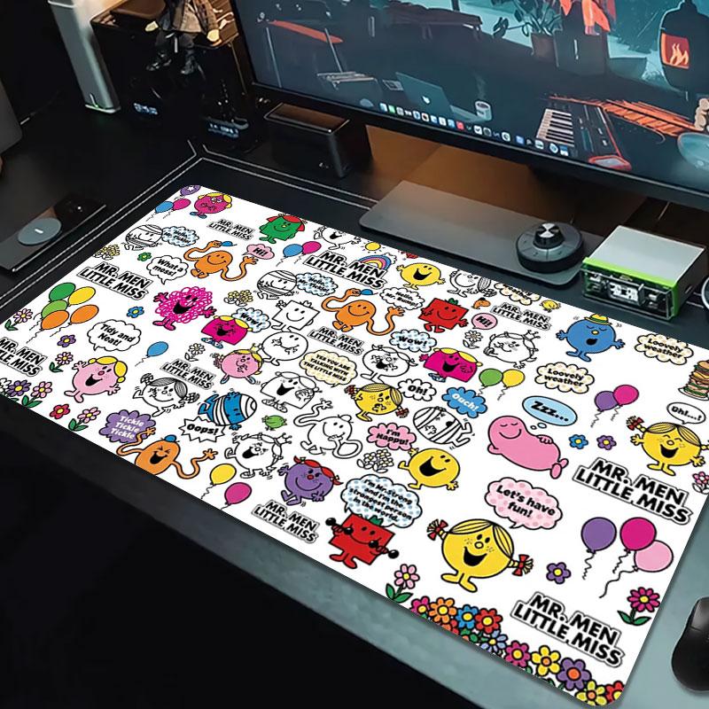 Mr. Men Little Miss Large Size Mouse Pad Large Gaming Table Cushion Non-slip Laptop Tablet Big Mousepad XXL Mat Mini PC Playmat With Lock edge