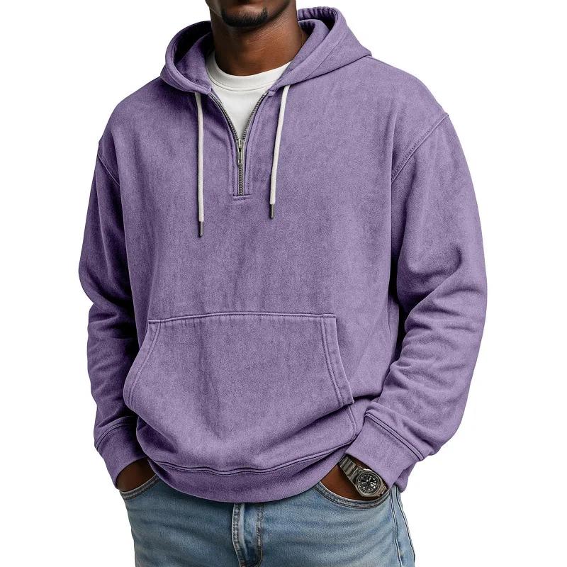 Spring Autumn Men's Print Hooded Hoodies Half Zipper Pull On Motorcycles Hoodie Male Streetwear Sweatshirt Casual Sport Pullover