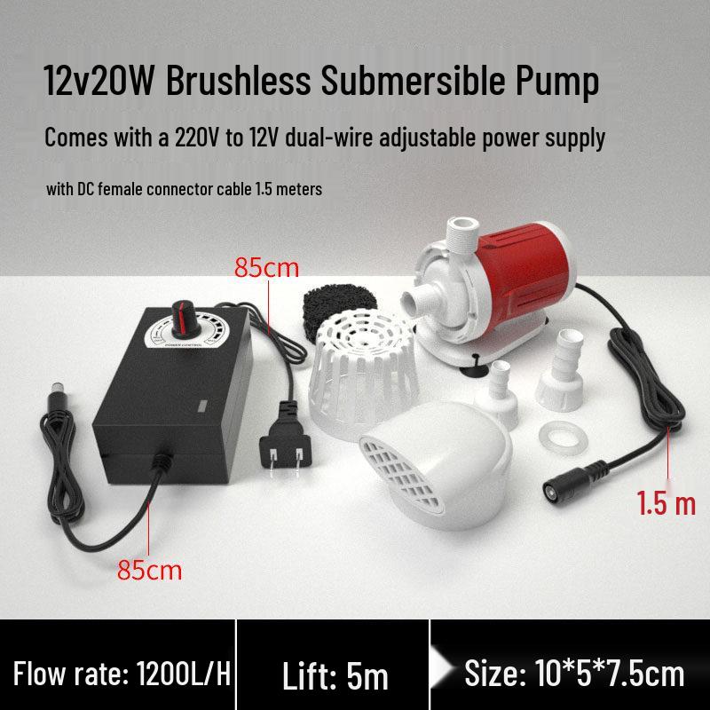 12/24V Mini Solar Brushless Submersible Water Pump for Fish Tank Circulation