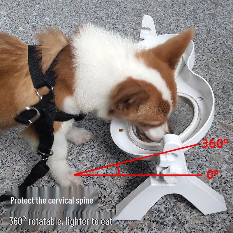 Adjustable Double Bowl Elevated Pet Feeder with Non-Slip Slow Feed Design for Cats and Dogs.