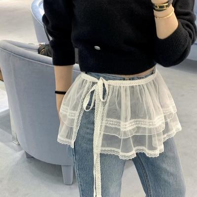 2025, Spring and Summer Skirt Decoration, New Style, Heavy Industry Lace, Lace Ears, Short Style, Puff Curtain Apron, Skirt Decoration Accessories