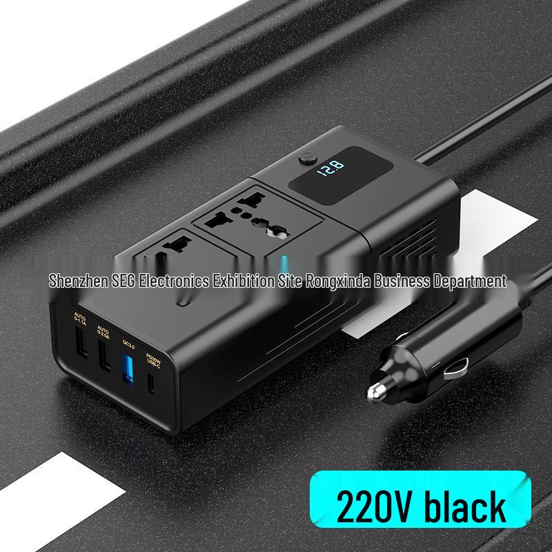200W Multi-Function Car Power Station with Smart Display - 12V to 110V/220V AC