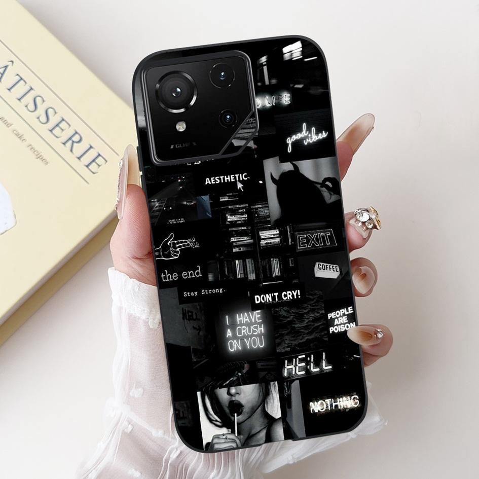 For Asus Rog Phone 9 Pro 5G Case Popular Flower Cartoon Soft Black Silicone Shockproof Cover For Asus Rog Phone 9 FE Phone9 Capa