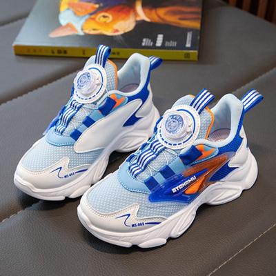 Children's Shoes Sports Shoes Running Shoes Boys and Girls Rotary Buckle Soft Bottom Mesh Shoes Baby & Kids Kids Shoes Unisex Sneakers