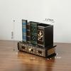 Vintage Wood Book-Shaped Pen Holder - Multifunctional Retro Desktop Organizer & Decoration for Office & Home