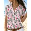 Women's Shirt Short Sleeve Shirt Button Down Blouse Floral Printed Daily Casual Collar Regular Tops Daily Summer Spring