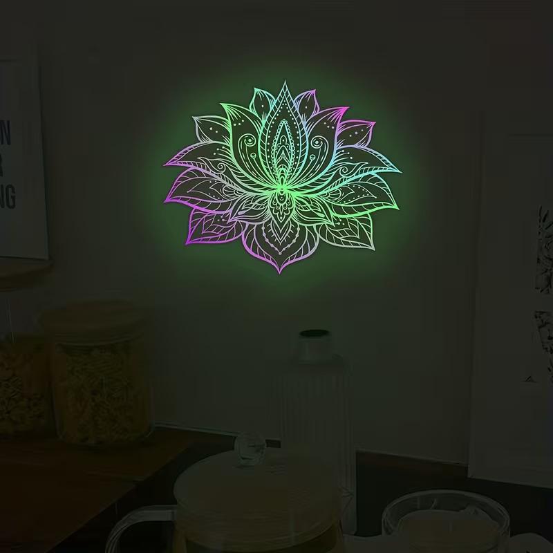 Sticker Fleur Lumineuse pour Toilettes Autocollant Amovible Décalcomanie Salle de Bain Sticker Mural Mandala Lotus Décoration Intérieure Autocollants