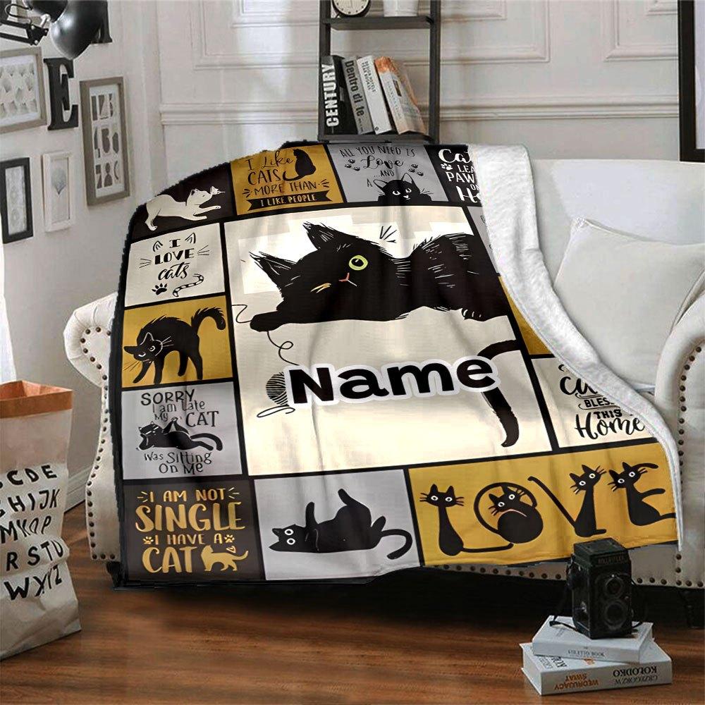 Cats And Quotes Gift Personalized Text Comfortable Texture Versatile For Sofa Couch Office Bed Picnics All Season Use Versatile Accessory Perfect Gift
