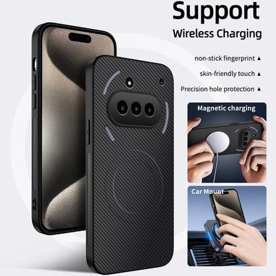 Pouzdro s texturou karbonových vláken, magnetické, bezdrátové nabíjení pro Nothing Phone 3A Pro, matný kryt z měkkého silikonu proti pádu, pouzdra na telefon