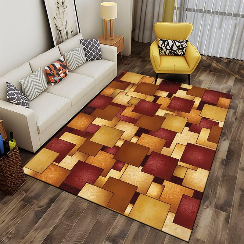 Geometric Squares Pattern Carpet suitable as a non-slip mat for the living room or bedroom sofa